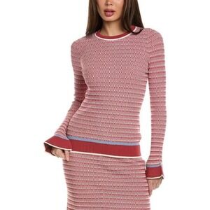 Merlette Judd Ribbed‎ Striped Bell-Cuff Blouse Red Size XS EUC Designer